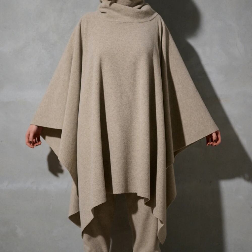 Flamingo Urban NEW Braided Fringe Belt Tan Cowl Neck Oversize Knit Poncho/Top L - Picture 10 of 11